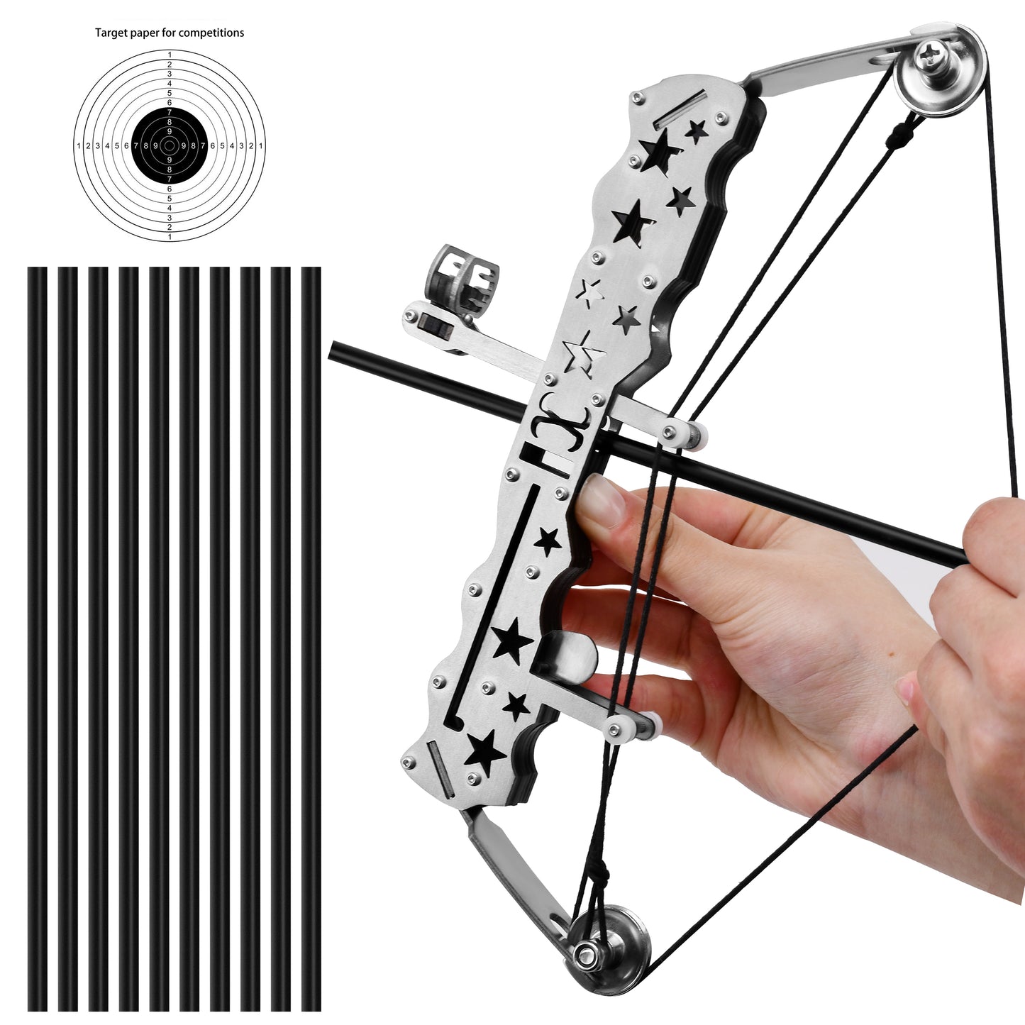 Grand Majoris mini recurve bow front view – foldable precision training set for teens