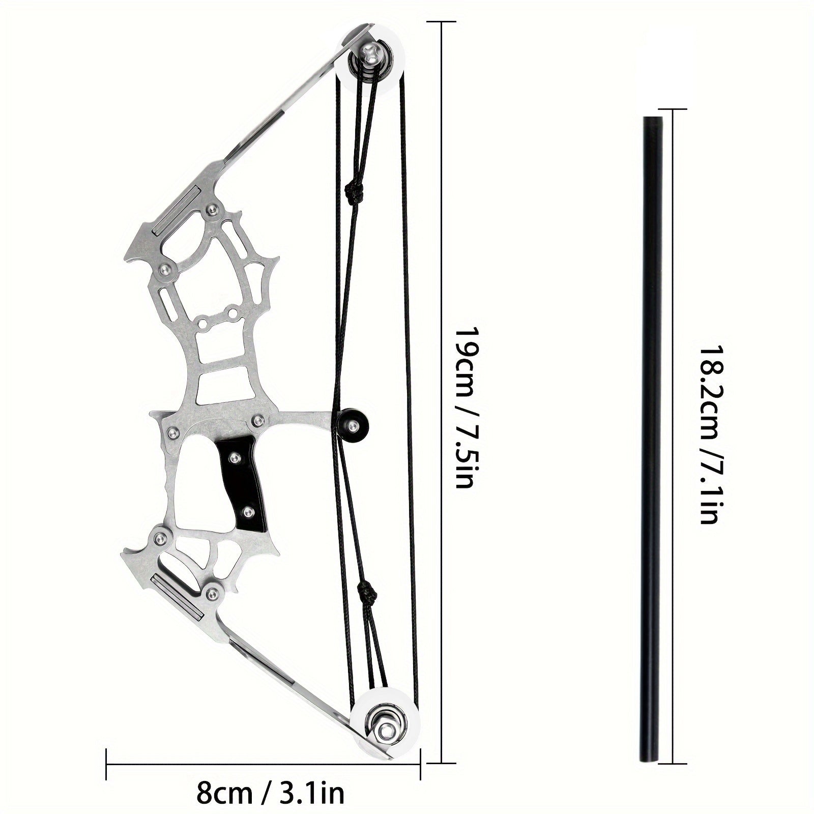 Training arrows and accessories included with Shadow mini compound bow – safe tip option available for teen practice