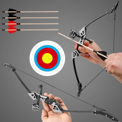 Wooden Recurve bow training set front view – compact wood-frame skill archery toy for teens