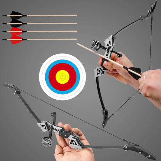 Wooden Recurve bow training set front view – compact wood-frame skill archery toy for teens