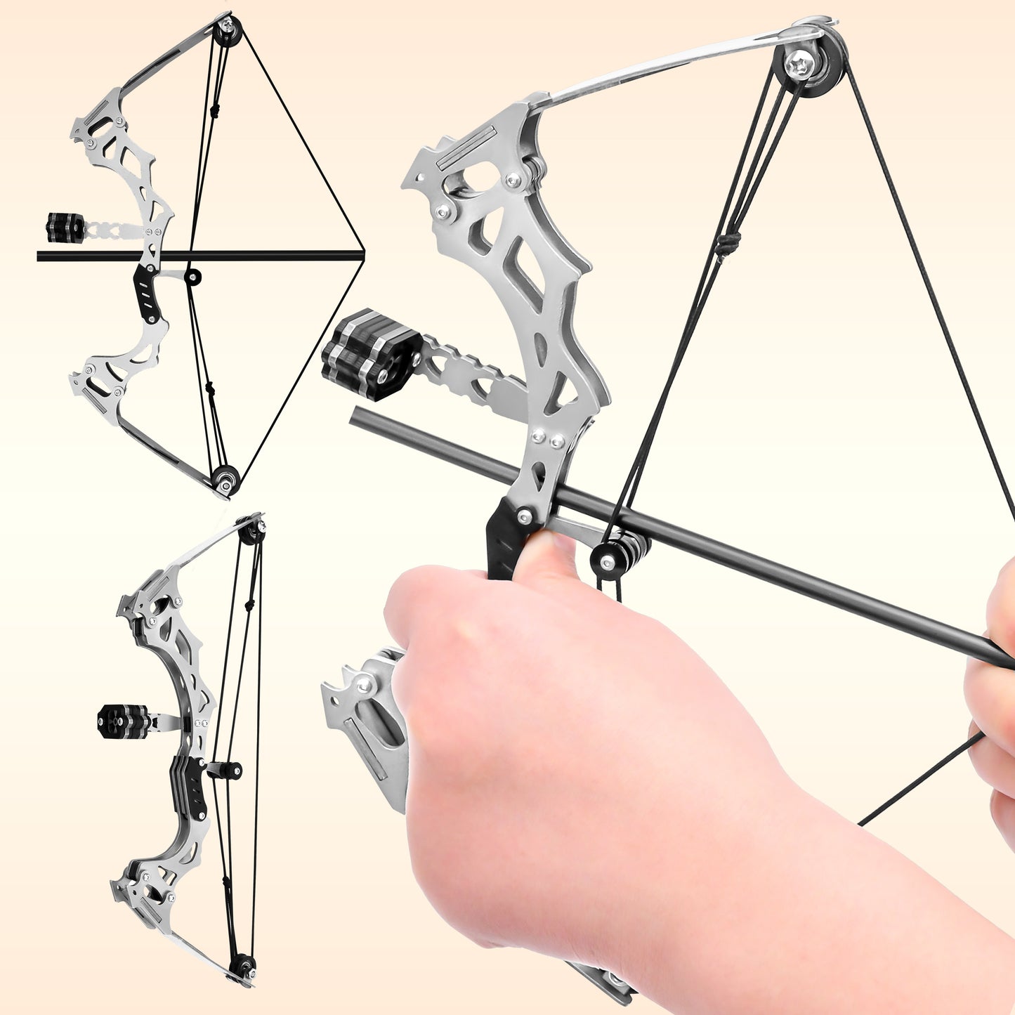 Ivory Veil mini compound bow front view – metal skill training set for teens