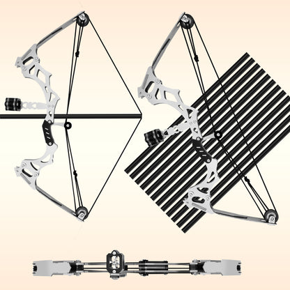 Side profile of Ivory Veil metal mini bow showing pulley system and precision mechanics