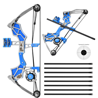 Side profile of Dragon Hunt metal mini bow showing compound pulley mechanics for target skill play