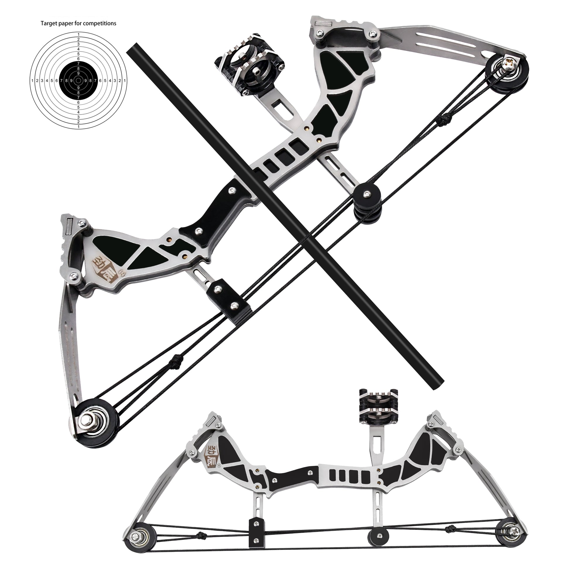 Side view of Armor Piercer metal mini bow showing pulley structure and precision design