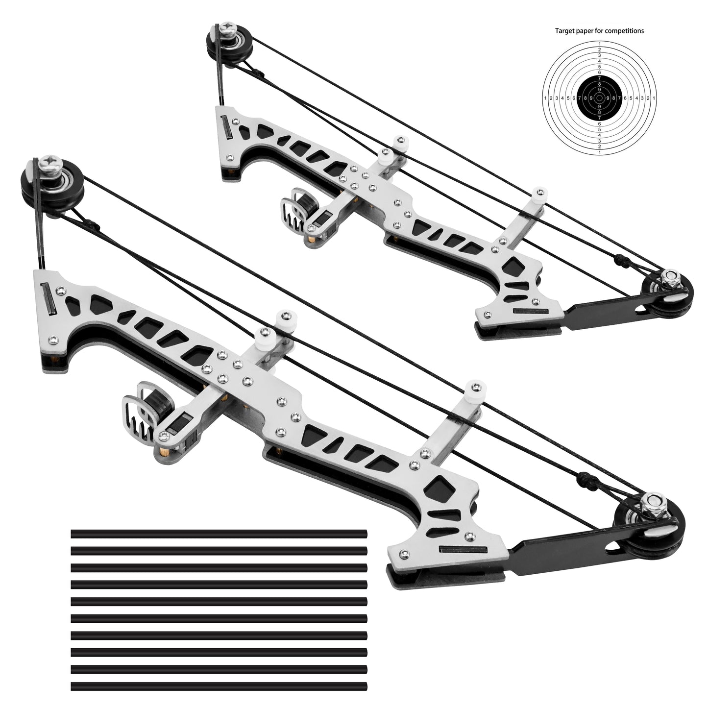 Side profile of Micro-Horse Laser metal mini bow showing laser-aim module and precision mechanics