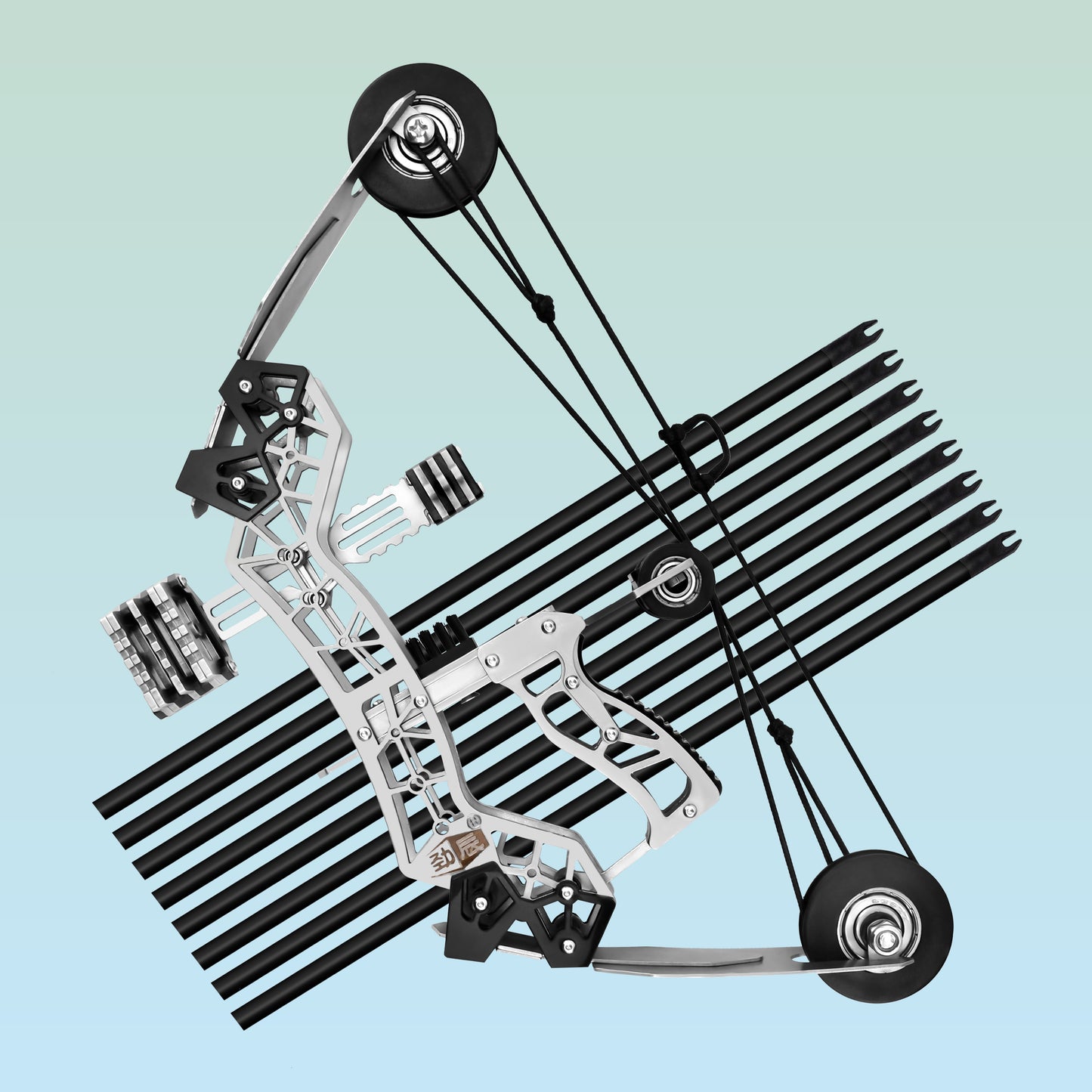 Side profile of Battleship metal mini bow showing pulley system for precision target practice