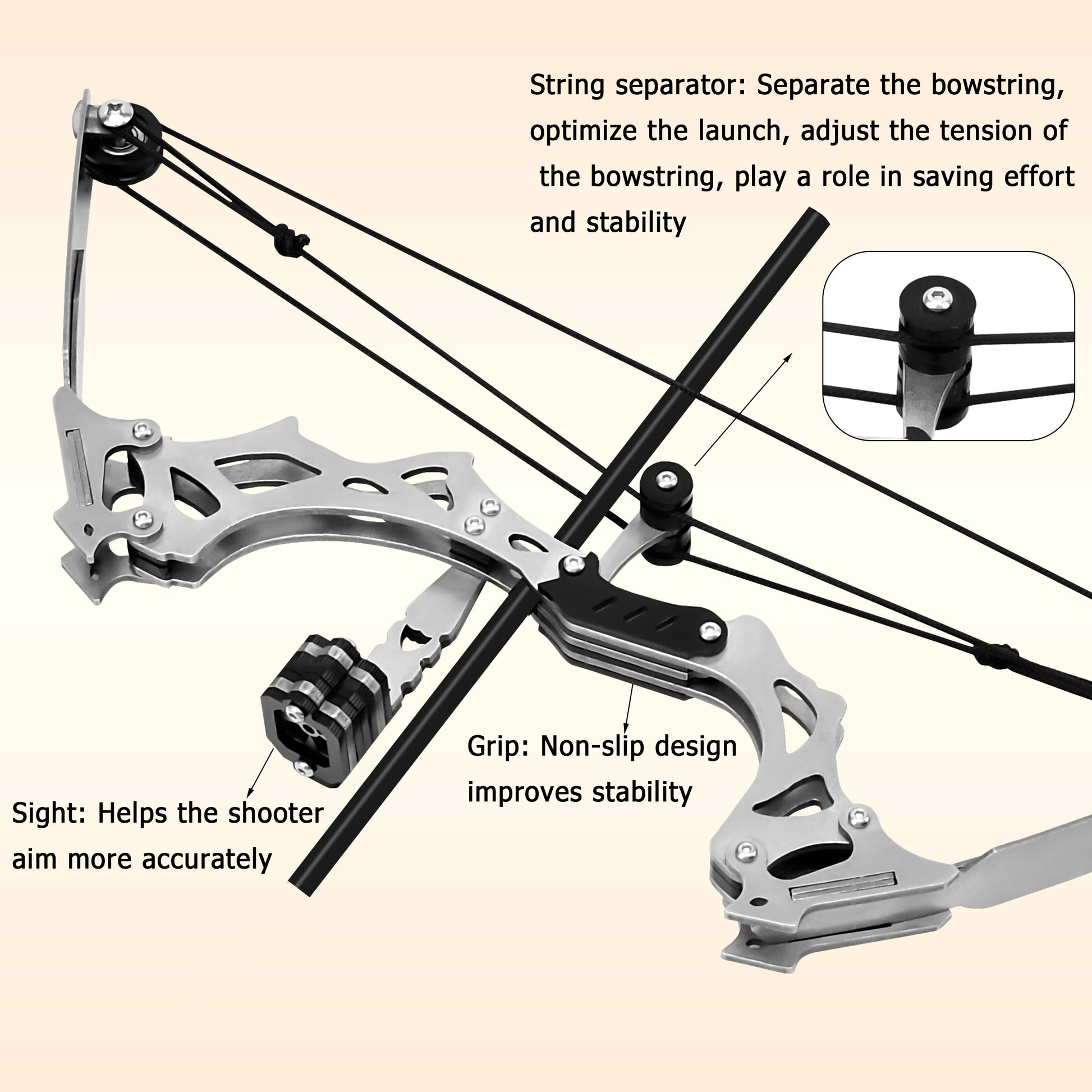 Training arrows and accessories included with Ivory Veil mini compound bow – safe tip option for target practice