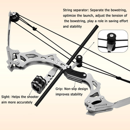 Training arrows and accessories included with Ivory Veil mini compound bow – safe tip option for target practice