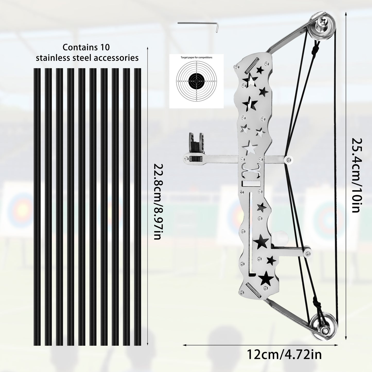 Training arrows and accessories included with Grand Majoris mini recurve bow – safe tip option for teen target practice