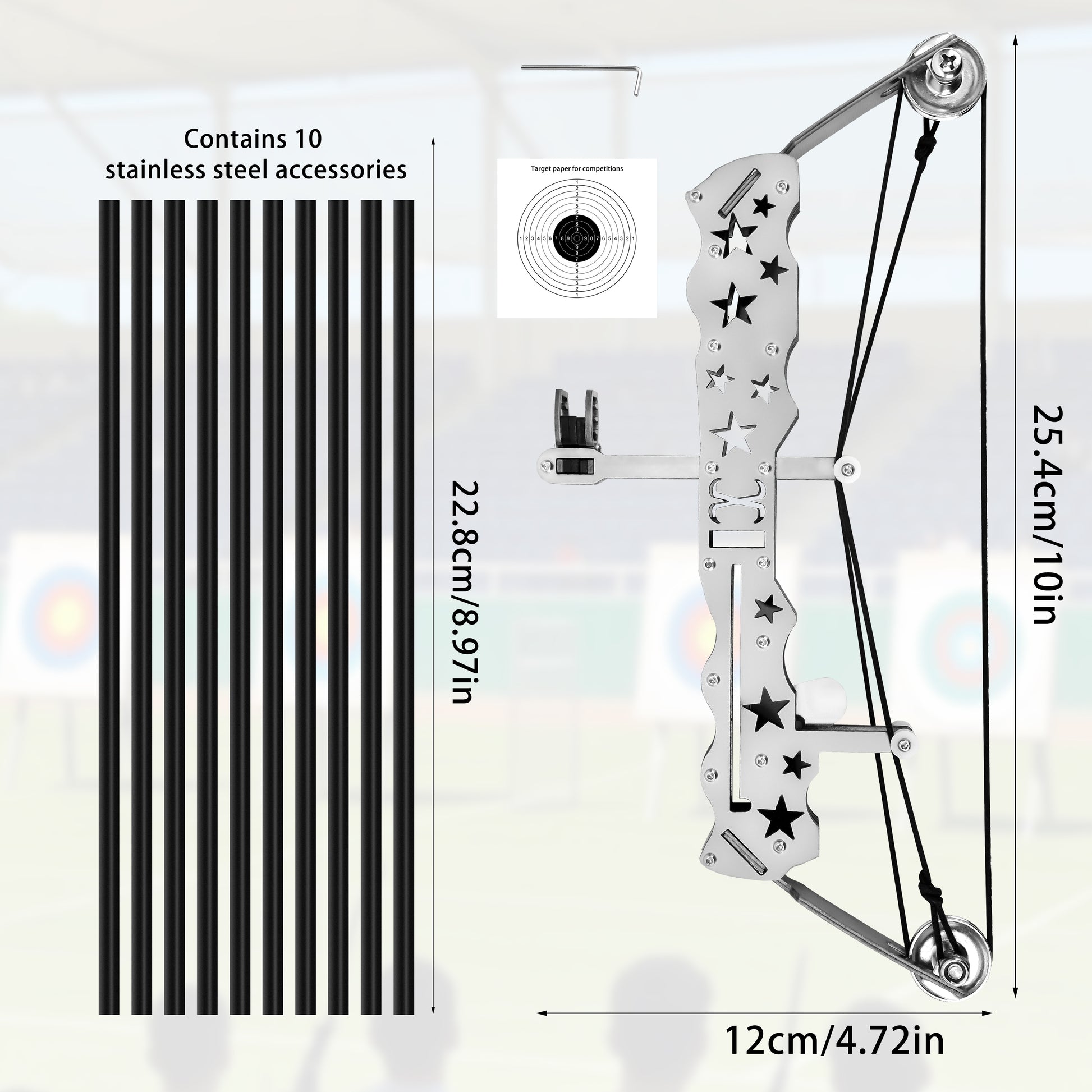 Training arrows and accessories included with Grand Majoris mini recurve bow – safe tip option for teen target practice