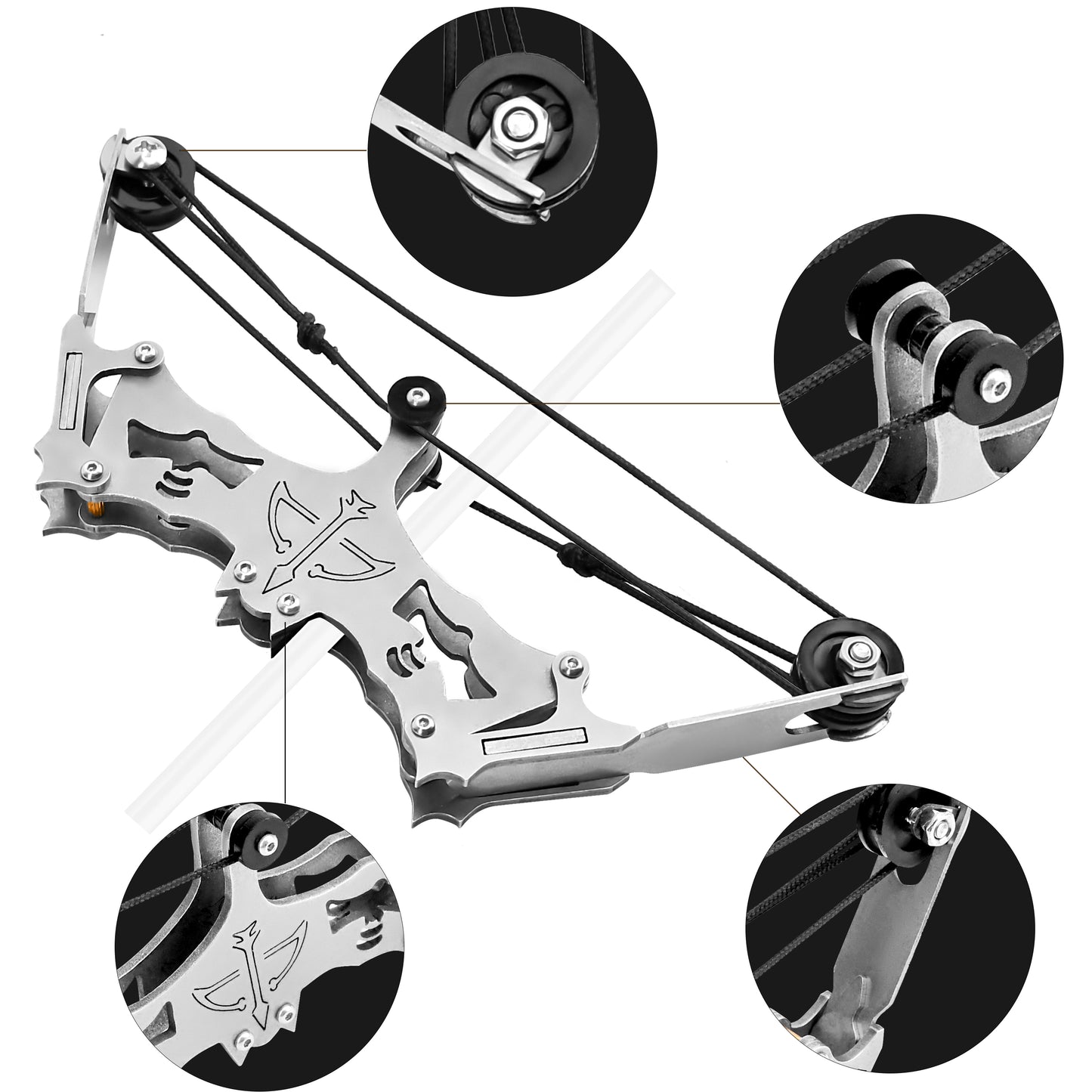 Training arrows and accessories included with Eagle mini compound bow – setup for indoor target practice