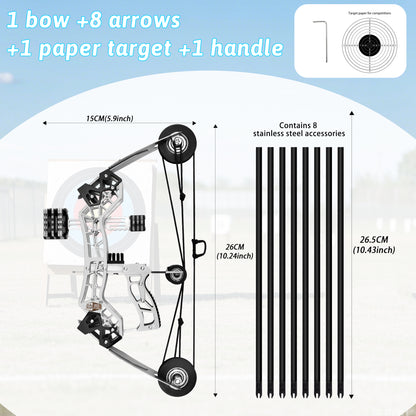 Cyzarize Battleship full set layout – bow, arrows, stand and target paper for skill archery games