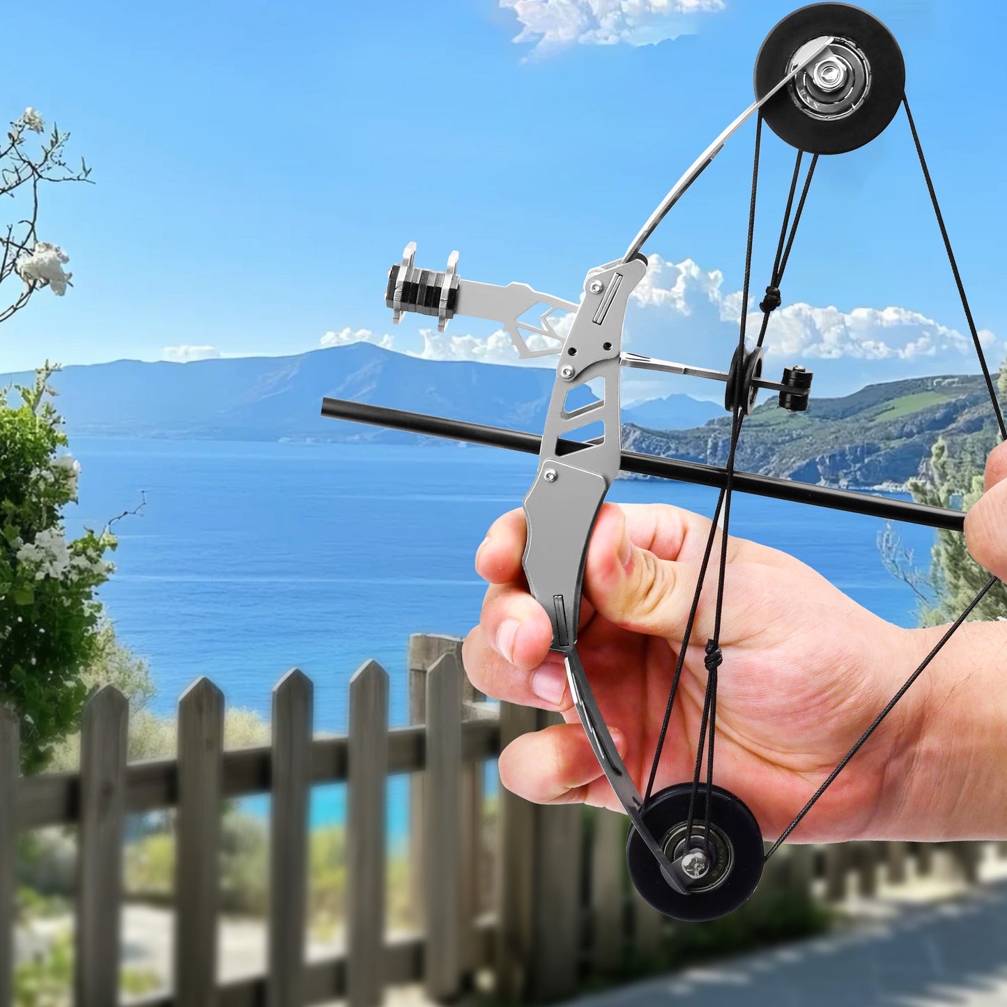 Cyzarize Warlord full set layout with mini bow, arrows, stand and target paper – portable skill archery set