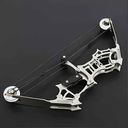 Side profile of Shadow metal mini bow showing sleek frame and lightweight design for indoor/outdoor use