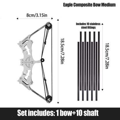 Cyzarize Eagle full set layout with bow, arrows, stand and target paper – hobby archery set